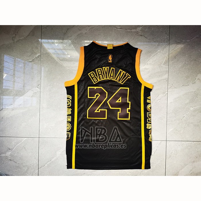 Camiseta Los Angeles Lakers Kobe Bryant NO 24 Retired Negro